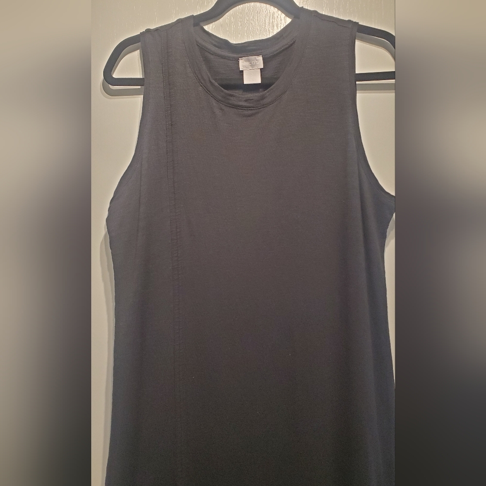 Chicos Black Tank Top Maxi Dress Front Slip Size 2 (12/14) - Picture 2 of 8
